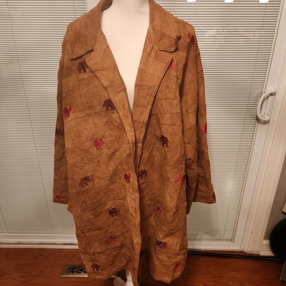 Ashro Tan Elephant Print Trench Coat